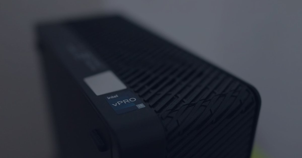 Black desktop computer with intel vpro.